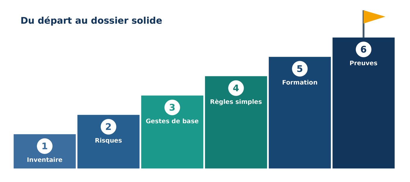 Escalier en six étapes pour se préparer